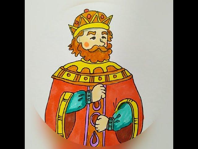 Как нарисовать царя из сказки о Царе Салтане легко и поэтапно