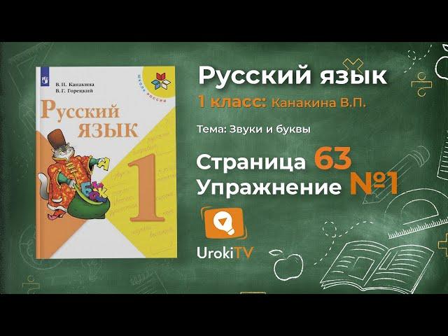 Страница 63 Упражнение 1 «Гласные звуки» - Русский язык 1 класс (Канакина, Горецкий)