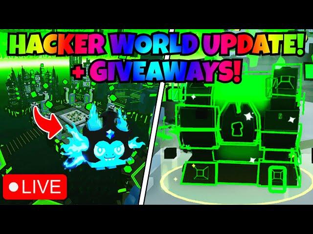  LIVE PET SIMULATOR 99 HACKER WORLD UPDATE  + HUGE PET GIVEAWAYS & MORE! PET SIM 99 LIVE | ROBLOX