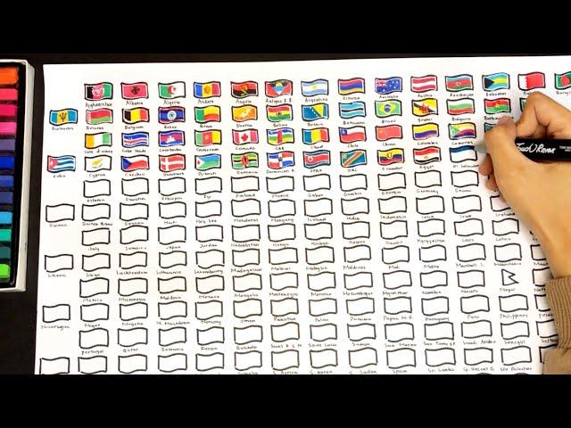 197 country flags tiny drawing #flag