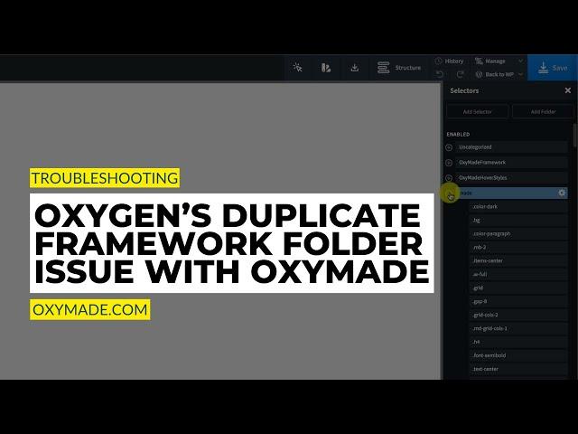 Oxygen Builder duplicate framework folder issue with OxyMade Plugin