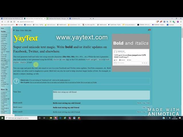 FORMATTARE TESTO FACEBOOK-Modifica dei Post di Facebook con YAYTEXT- Grassetto Corsivo Sottolineato