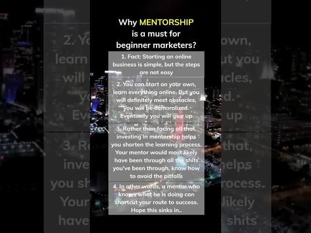 Why mentorship is important. Check comments for my recommended mentorship #onlinebusiness #makemoney