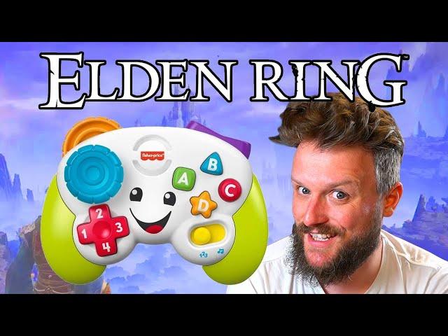 Beating Elden Ring with a Fisher Price controller.