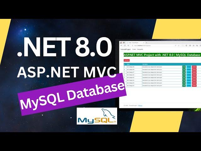 Learn ASP.NET MVC Full Stack Development | .NET 8.0 | EF Core | MySQL Database | Beginner Tutorials