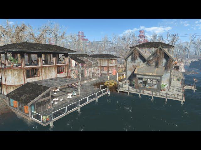 Fallout 4 -TAFFINGTON BOATHOUSE _ Settllement build tour - NO MODS