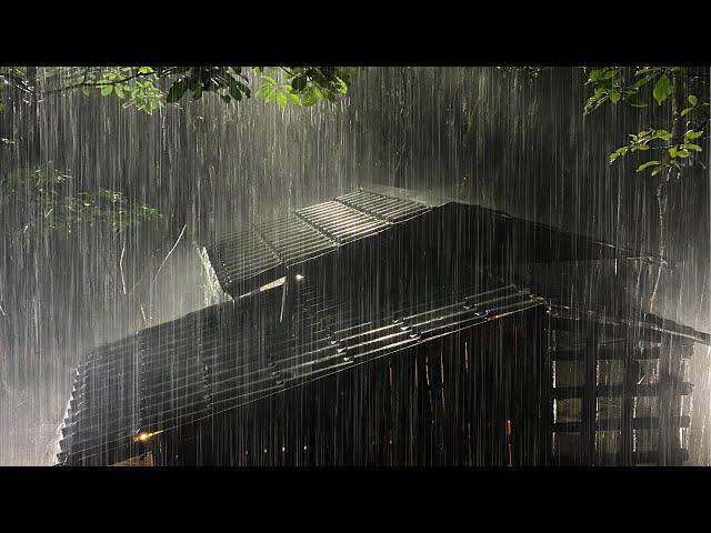 Fall into Sleep in Under 3 Minutes with Heavy Rain & Thunder on a Metal Roof of Farmhouse at Night