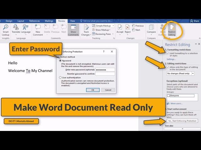 How to Make a Word Document to Read Only - Word 2016