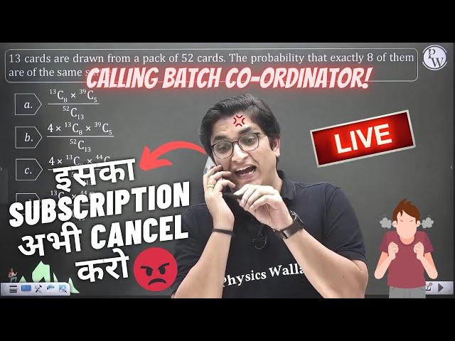 Sachin sir very ANGRY calling Batch co-ordinator in Live class | Physicswallah