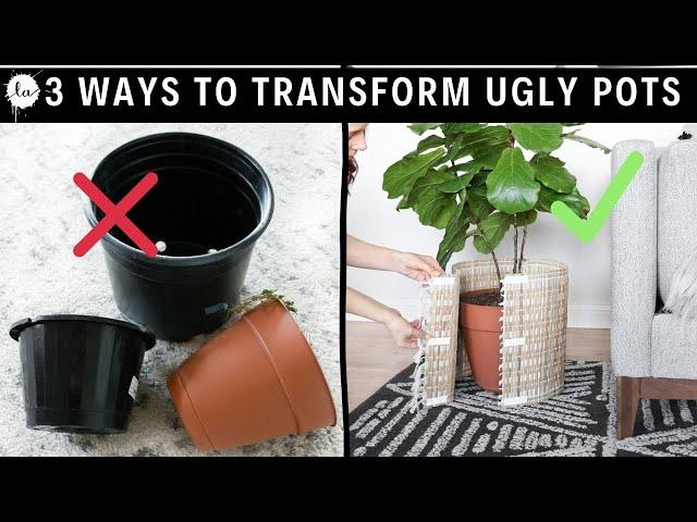 Easy Planter Pots HACK IN MINUTES! 3 Ways To Transform Ugly Plastic Pots  Complete Makeover