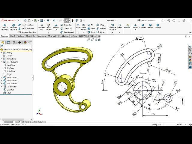 Solidworks exercise tutorial | How to create single sketch | Exercise#14