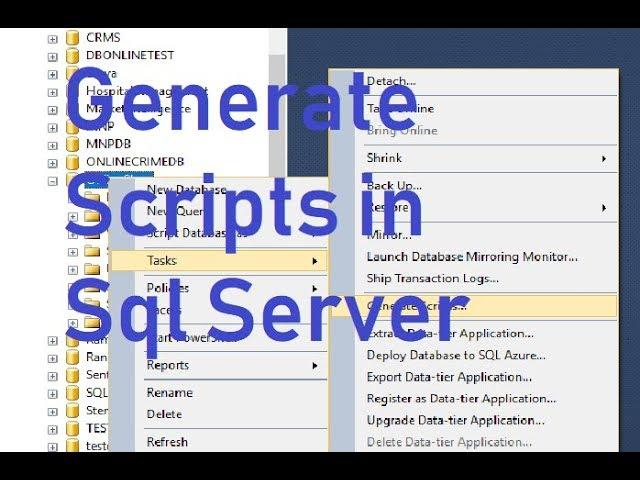 Part-3: How to Generate Scripts for Database Objects in sql server