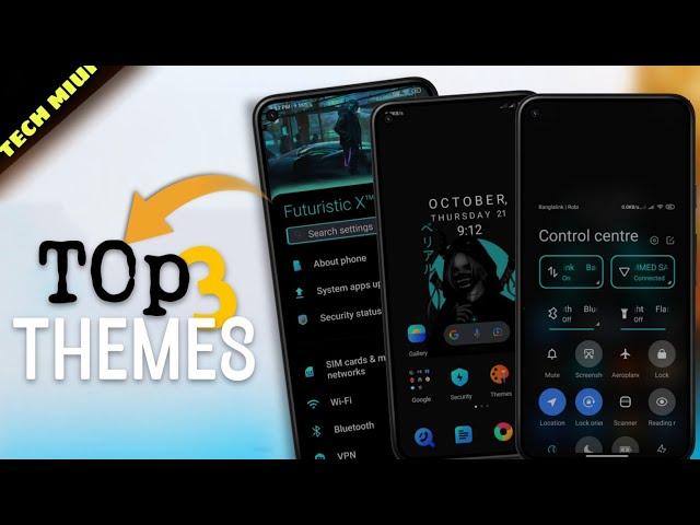 TOP 3 DARK Miui 12 VIP Themes | MIUI DARK Theme Customization | Control Centre MIUI 12.5