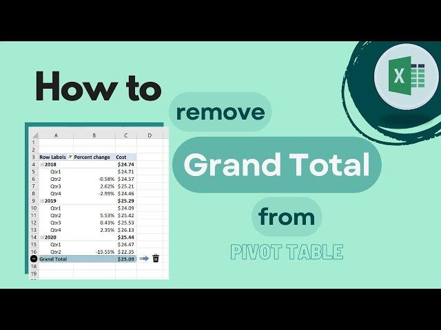 Excel Pivot Table: How to remove the Grand Total