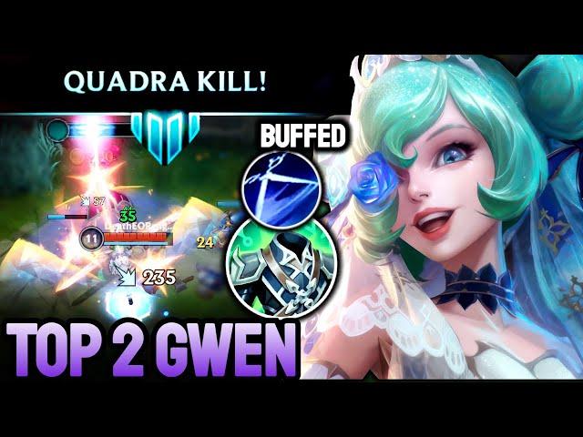 WILD RIFT GWEN QUADRAKILL - TOP 2 GWEN GAMEPLAY - GRANDMASTER RANKED