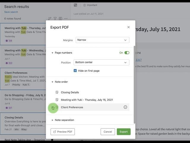 Export notes in Evernote as PDFs