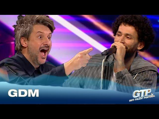 GDM, chegou e arrasou! O Rap de improviso no palco do GTP! | Audições | Got Talent Portugal 2024