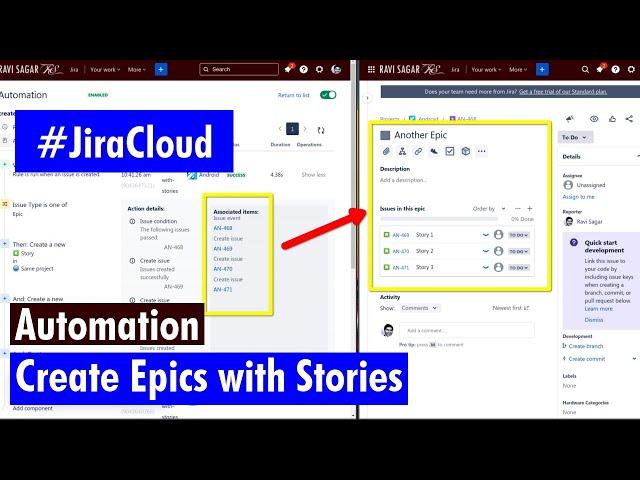 Jira Cloud Automation - Create epics with stories