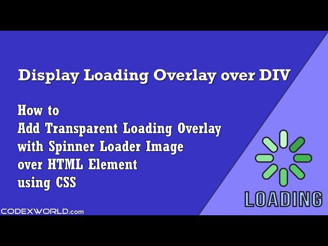 Transparent Loading Overlay with Spinner Loader Image over DIV using CSS