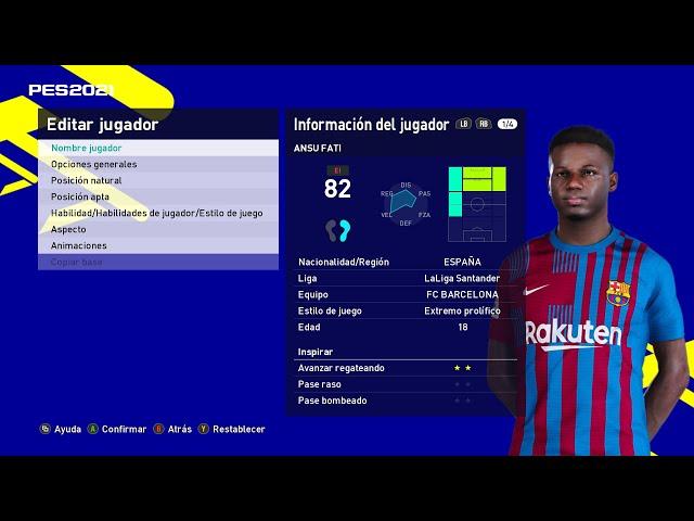 Edit Mode menu eFootball 2022 for PES 2021 PC