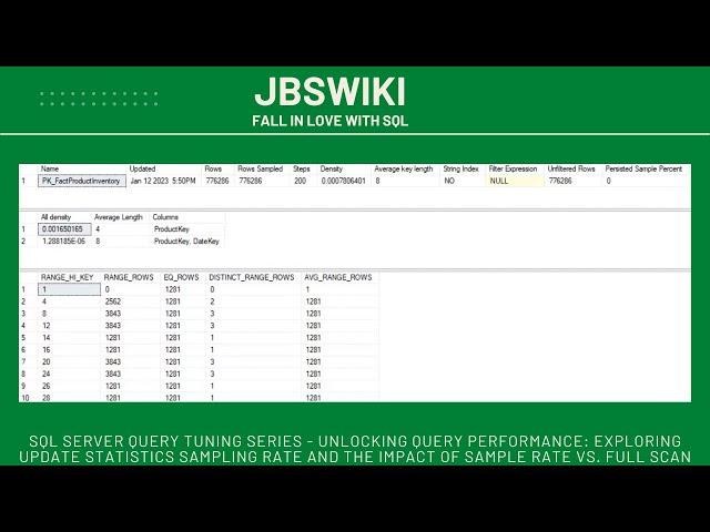 SQL Server Query Tuning Series - Exploring Update Statistics Sampling Rate @jbswiki #querytuning