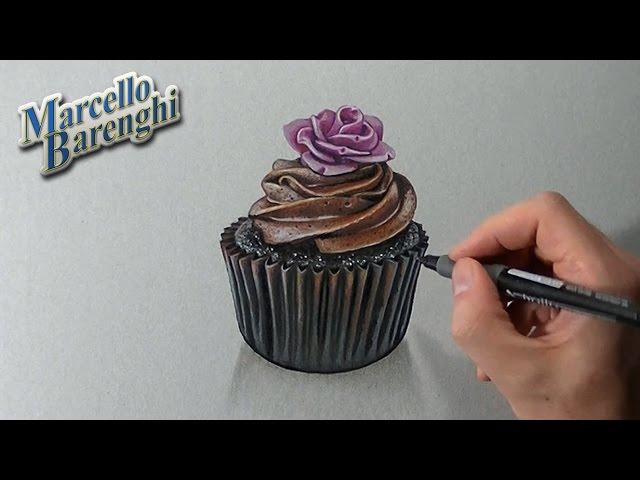 How to draw a 3D cupcake