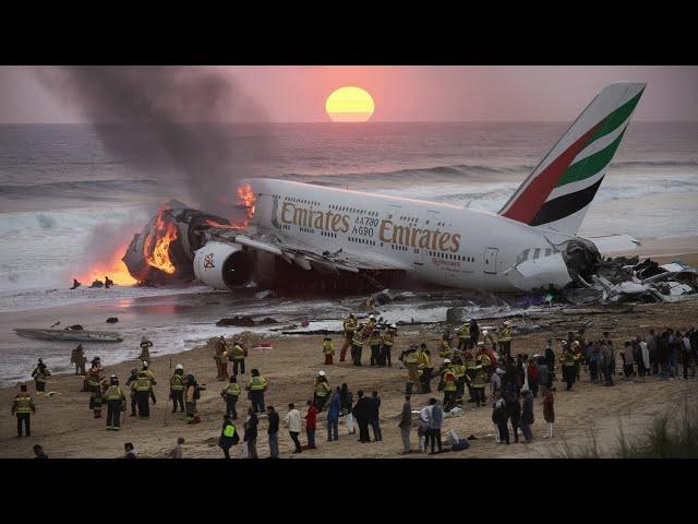 Emergency Landing Crash In Ocean | Catastrophic Crash at Sea Beach | Emirates A380