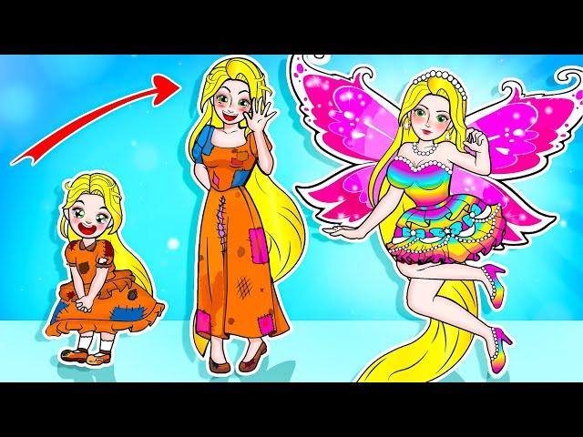 [paper dolls] Rich vs Poor Rapunzel Make Up for Prince Party Mother and Daughter | Rapunzel Family