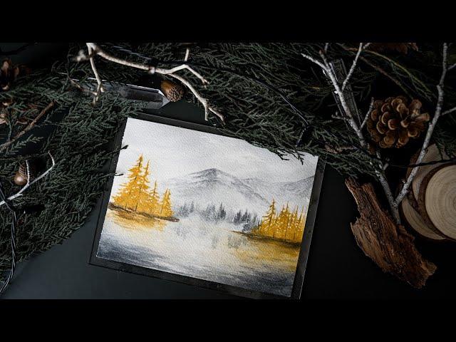 Create a vibrant watercolor forest and river scene - step-by-step