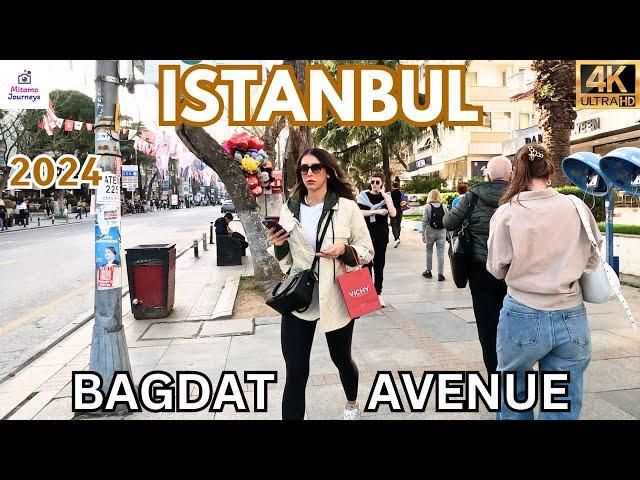 ISTANBUL KADIKOY DISTRICT | WALKING IN BAGDAT AVENUE ON APRIL 2024 | WALKING TOUR | UHD 4K 60FPS
