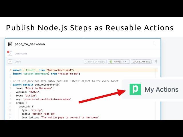 New Alpha Feature - Create reusable actions from Node.js code steps. No CLI required!