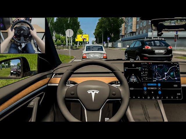 City Car Driving - Tesla Model Y [Steering wheel gameplay]