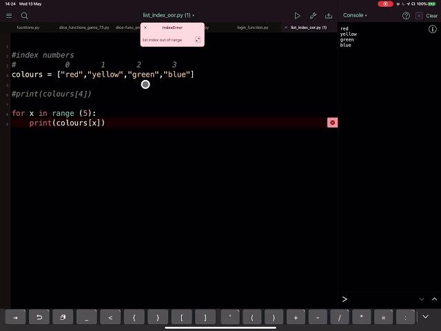 List index out of range error Python