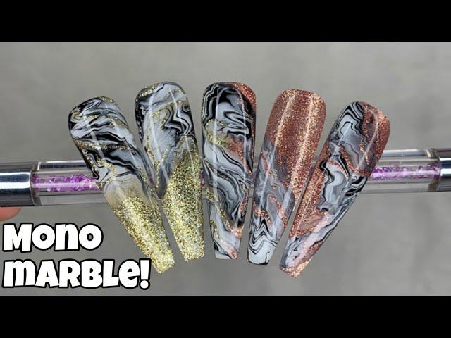 Gold Mono Marble Nails | Ugly Duckling | Caught You Looking