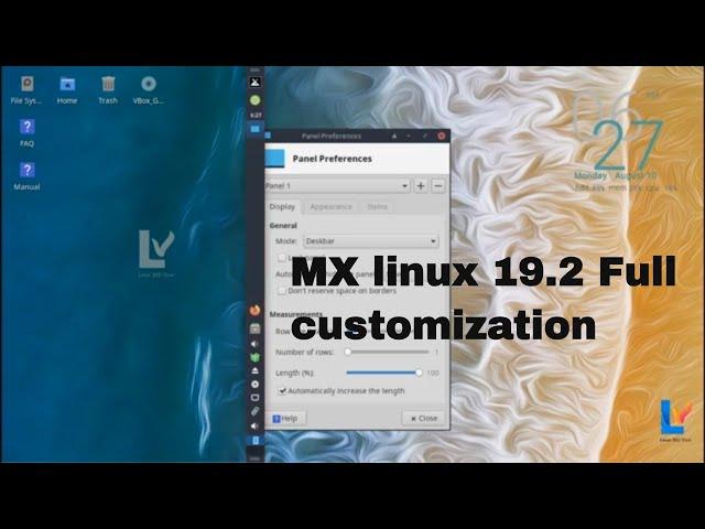 MX linux 19.2 |  Icon setup | Background change | terminal | appearance customization | Desktop view