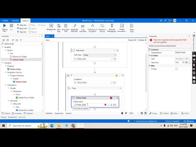 How to delete and recreate a empty folder in uipath