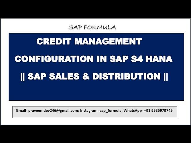 CONCEPT 57: CREDIT MANAGEMENT IN SAP S4HANA || CONFIGURATION STEPS || SAP FORMULA ||