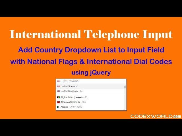 International Telephone Input with Country Flags and Dial Codes using jQuery