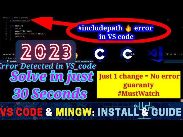 #include errors detected. update your include Path. How to fix error in VS code, #Mingw #C #C++