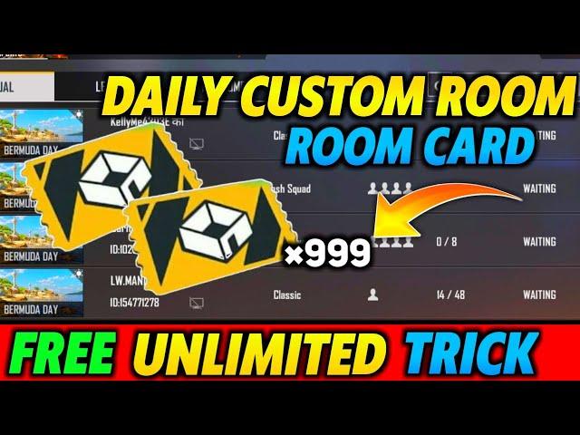 How To Get Free Custom Room Card In Free Fire - Without Guild - Free Unlimited Custom Room - 2021