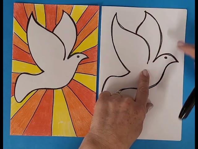 How to draw the Holy Spirit as a dove for a Confirmation card @artmakeslifemeri