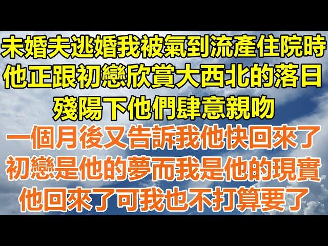 （完結爽文）未婚夫逃婚我被氣到流產住院時，他正跟初戀欣賞大西北的落日，殘陽下他們肆意親吻，一個月後又告訴我他快回來了，初戀是他的夢而我是現實，他回來了可我也不打算要了！#情感#幸福#出軌#家產#白月光