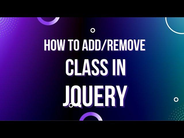 How to add and remove class using Jquery | Add remove active class on click Jquery | Jquery tutorial