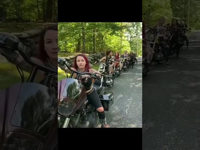 Biker girls on their Harley-Davidson motorcycles