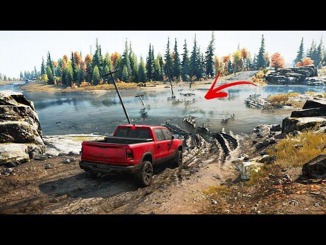 Extreme OffRoad Driving Simulator Game Crossing Dangerous River Spintires SnowRunner