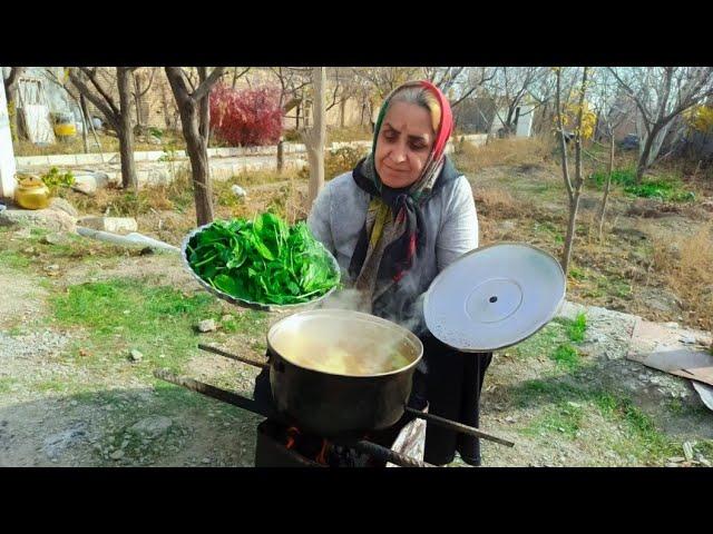 Cooking delicious and healthy food in the village.Daily village life.Cooking food with fire