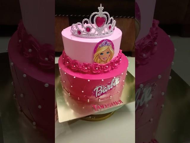 2 tire Barbie doll cake with crown.                         #barbiedollcakedesign