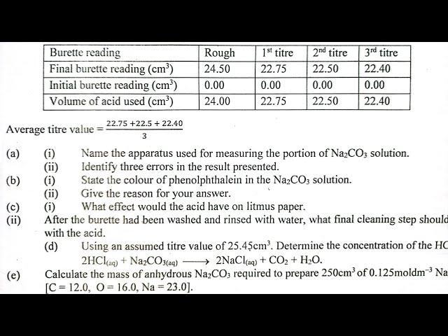 GCE Practical CHEMISTRY Titration Questions. #foryou