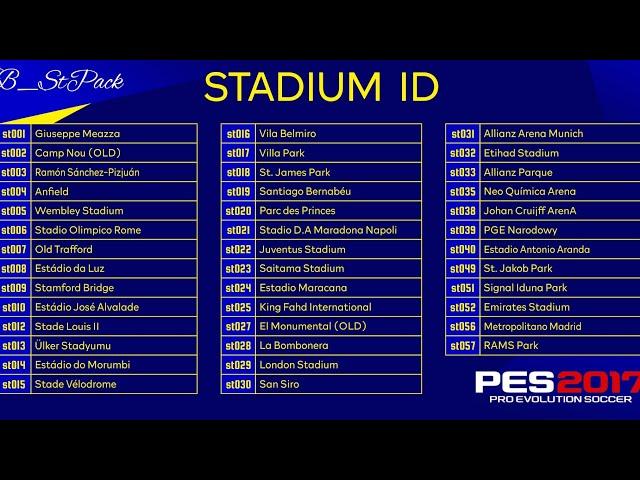 Stadiumpack PES 2017 Update 2024  Compatible all Patch