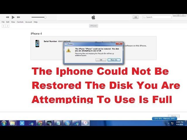 The Iphone Could Not Be Restored The Disk You Are Attempting To Use Is Full